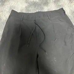 黒 ドライワイドイージーアンクルパンツ ドローストリング付き