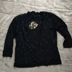 ビーズ刺繍 ブラック カーディガン 長袖