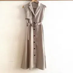 【AZUL by moussy】ロングワンピースボタンベスト ベージュ きれいめ