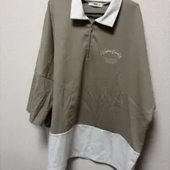 WEGO ハーフジップ ポロシャツ ベージュ×ホワイトのサムネイル