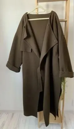 極上素材手縫いノーカラーコート/ロングコート/チェスターコート