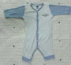 プチバトー 青白ボーダーロンパース