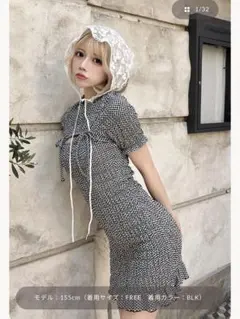 Darich リボンシャーリングギンガムミニワンピース