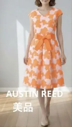 【美品】AUSTIN REED 花柄ワンピース Mサイズ リボン付き フォーマルのサムネイル
