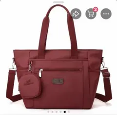 ワインレッド トートバッグ ショルダーストラップ付き