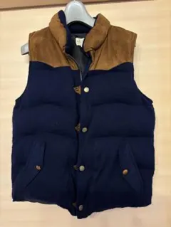 PINC PONC ネイビー ブラウン ダウンベスト
