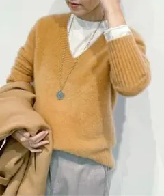 【ほぼ未使用✨】Plage ふわふわ　FUR Vプルオーバー　チョコレート　軽い 2025年最新】plage fur nuance プルオーバーの人気アイテム