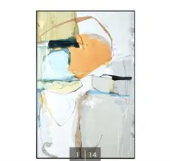 抽象画 オレンジと青アート　２枚セットのサムネイル