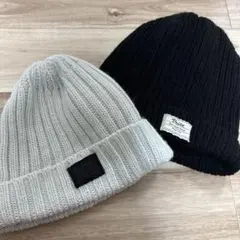 【大きめサイズ】リブ編み ニット帽 2色セット