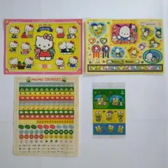 ハローキティ・ポチャッコ・けろけろけろっぴ ステッカー 4シート