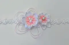 ひな祭り　初節句　お食い初め　100日祝　ベビーヘアバンド　髪飾り　ピンク