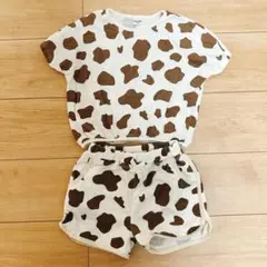 mirorababe 森永乳業コラボ 牛柄 Tシャツ・ショートパンツセット 95