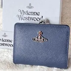 新色◆がま口ニつ折り財布 ヴィヴィアンウエストウッド ネイビー