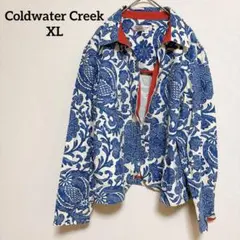 壊れ汚れあり Coldwater Creek 【XL】花柄 ジャケット ブルー