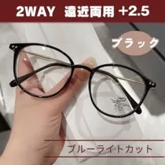シニアグラス 遠近両用 +2.5 ブラック 眼鏡