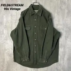 T-2392 90s FIELD&STREAM ヘビーネルシャツ M カーキ