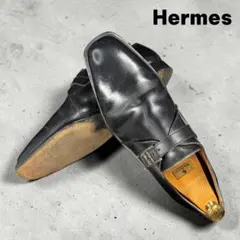 上品 エルメス 40 25.0cm Hバックル シングルモンク 黒のサムネイル