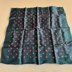 ダークグリーン バラ柄 スカーフ