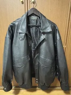 【CLEL】ヴィンテージデザイン合皮ブルゾン　ブラック/S