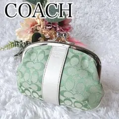 COACH オールドコーチ シグネチャー キスロック がま口 ピンク - メルカリ