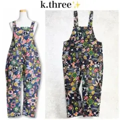 ケースリー デニム オーバーオール サロペット 総柄 ダメージ加工