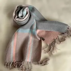 チェック柄マフラー　ピンク　グレー　水色