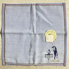 CELINE　セリーヌ　タオルハンカチ　女性　刺繍　ブルー系　約28cm