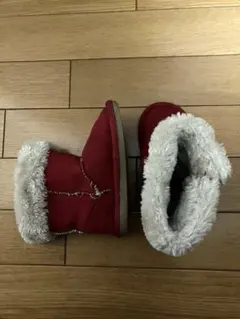 キッズ用 レッド ムートンブーツ ボア付き