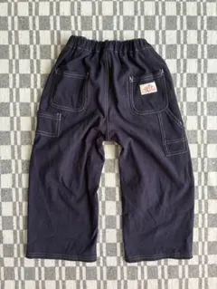 しまむら インフルエンサーコラボ デニム風パンツ ワイド インディゴ 100