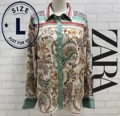 ★美品★ ZARA ペイズリー柄 総柄 長袖 レトロ シャツ Lのサムネイル