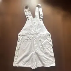 ホワイトコットンショートオーバーオール