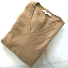 美品　ユニクロカシミヤ100%Ｖネックセーター Ｌサイズ ベージュ