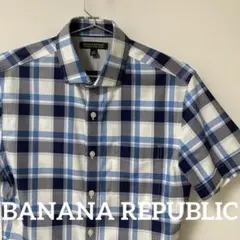美品【BANANA REPUBLIC】半袖チェックシャツ 綿100% メンズXSのサムネイル