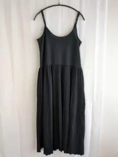 【HK WORKS LONDON】異素材 キャミワンピース プリーツ 黒 L