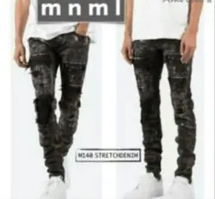 MNML★ダメージストレッチペイント加工デニムパンツ/30