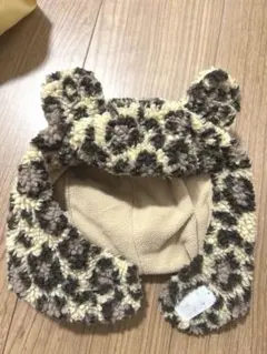 【POLO baby】ヒョウ柄耳付きベビー帽子 44-48cm