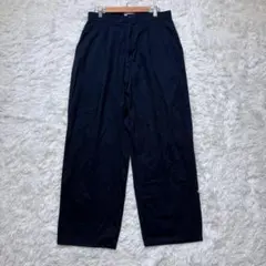 【エマクローズ】ワイドパンツ S 紺 綿 ツータック カジュアル 秋冬