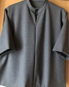 グレー 半袖 オープンカラー トップス