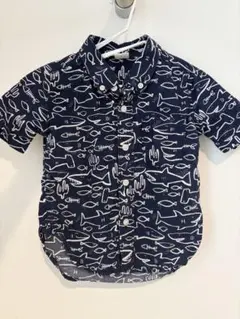 GAP 魚プリント ネイビーシャツ 18-24ヶ月