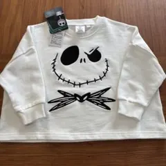 ナイトメアービフォアクリスマス　長袖　白　ホワイト　顔　シンプル