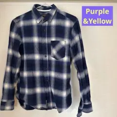Purple&Yellow 長袖ネルシャツ Mサイズのサムネイル