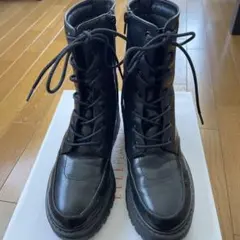 合皮ミドルカット レースアップブーツ