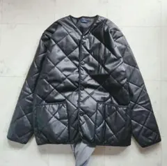 美品 アーバンリサーチ 中綿 キルティングジャケット 黒 フェイクレザー