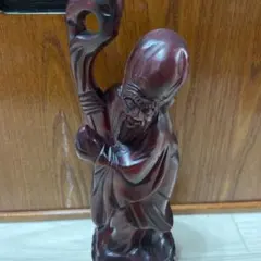 寿老人 寿老神 七福神 福禄寿 木彫り 木製彫刻 老人像 杖付き