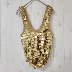 D&G スパンコールタンクトップ 黒・金 ☆ゴールド スパンコール タンクトップ☆ - メルカリ