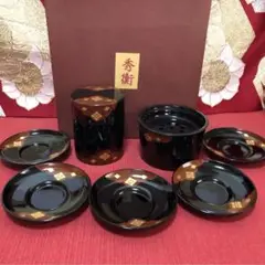 秀衡お茶の間三点セット　茶筒　茶こぼし　茶托　　合計7点　未使用　茶道具