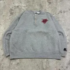 STARTER　オハイオ大学　ヘンリーネックスウェット　L　グレー　古着　刺繍