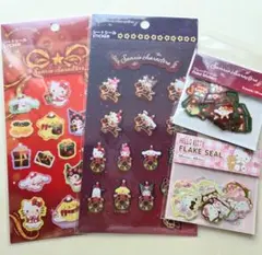 クリスマス　サンリオキャラクターズ　キティ　シートシール　フレークシール　4点