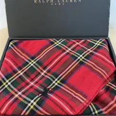 ラルフローレン　フェイスタオル　レッド系ガーゼ　新品保管品