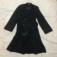 寄付対象品 ラムネ ピーカウタイト トレンチコート ベルテッドコート 黒 38